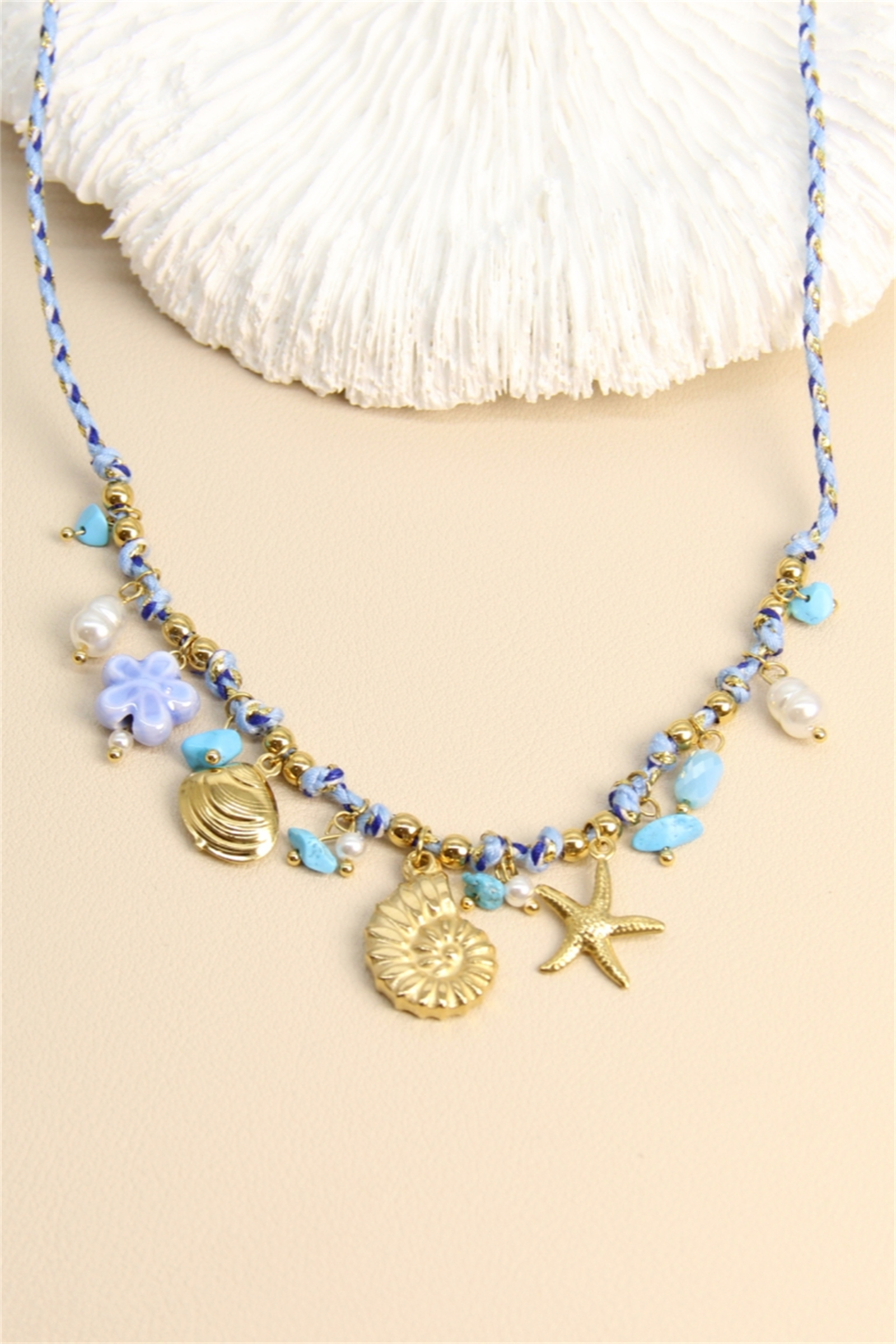 Collier Coquillage bleu