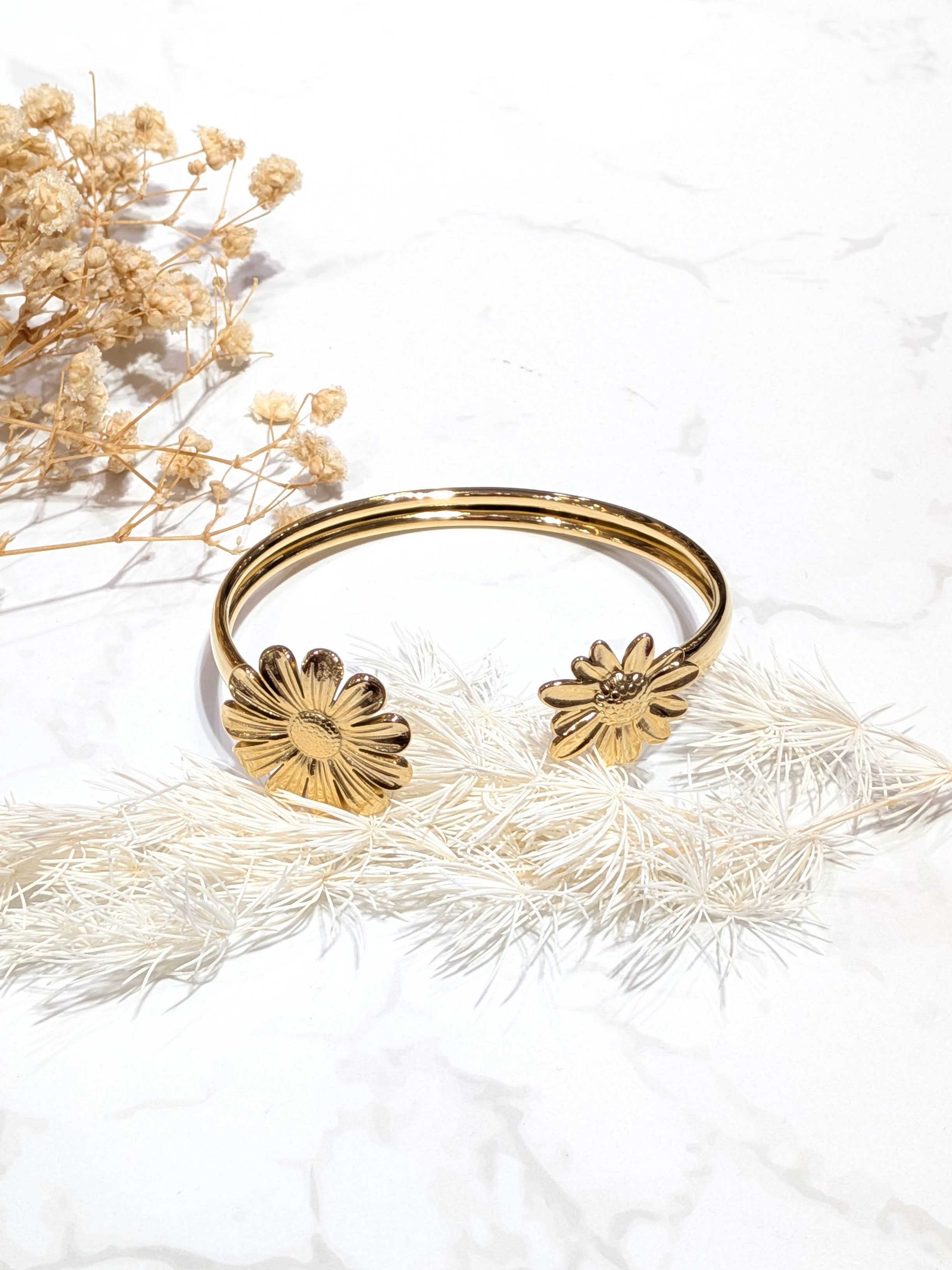 Bracelet jonc fleurs