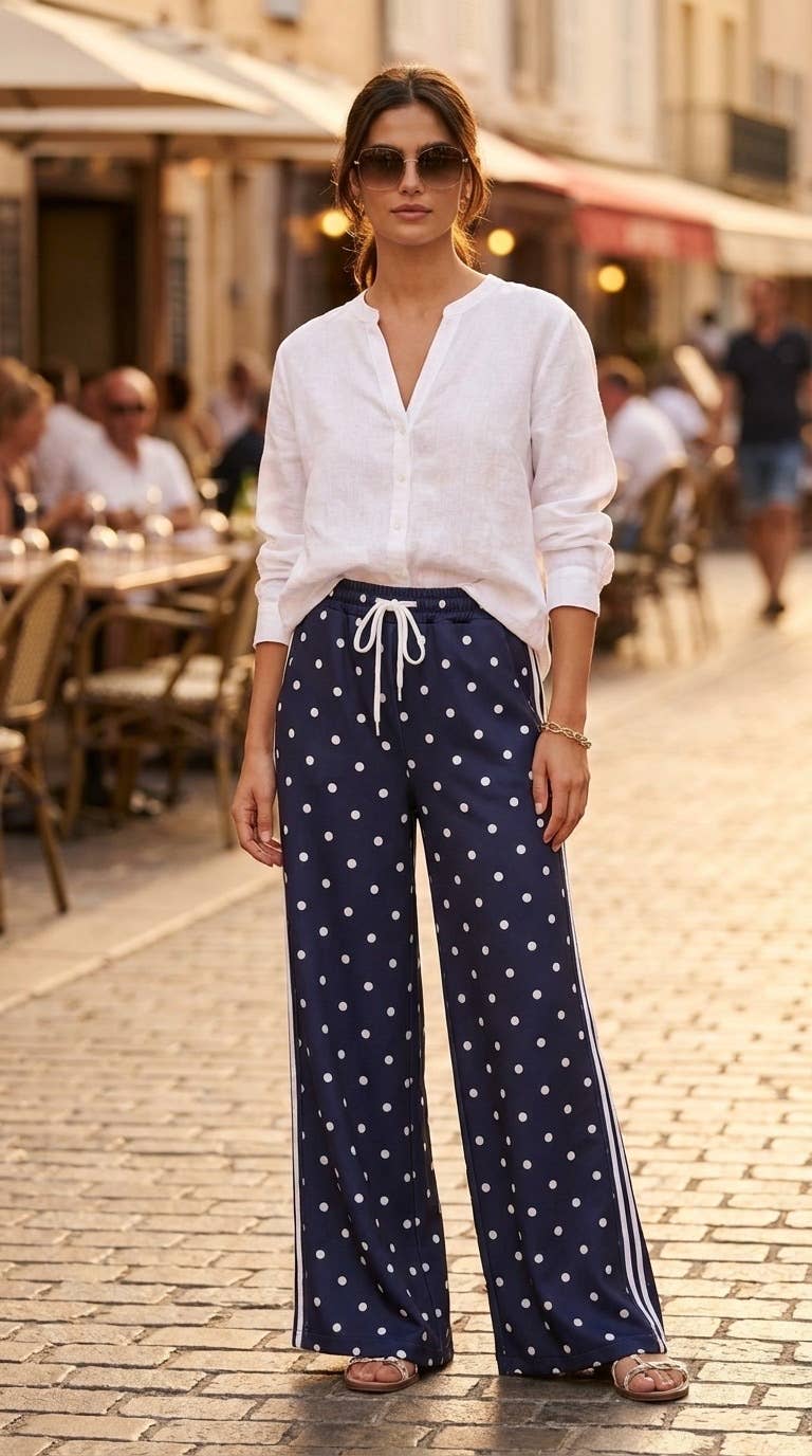 Pantalon imprimé pois: Noir / TU