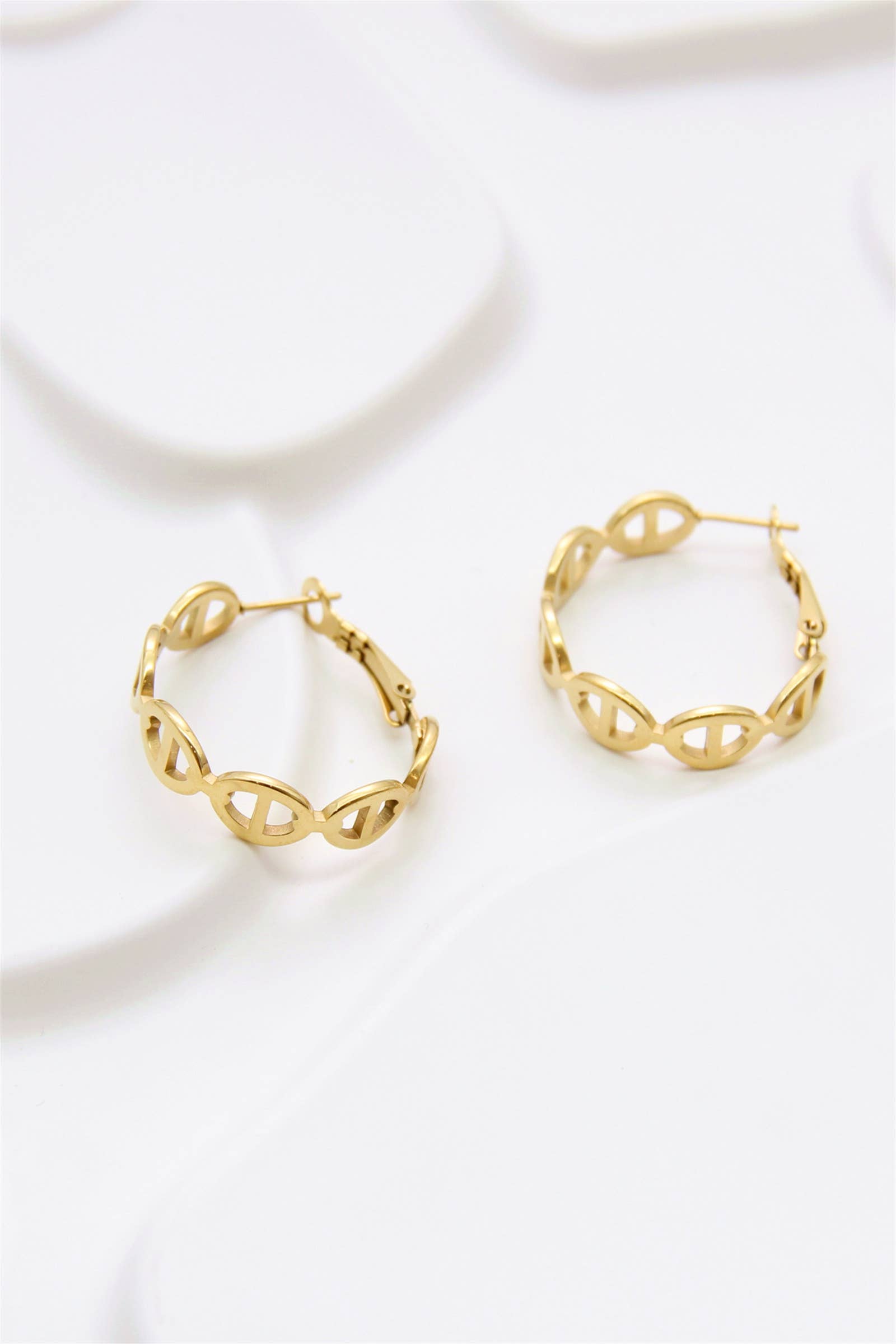Boucle d'oreilles créoles, maille marine