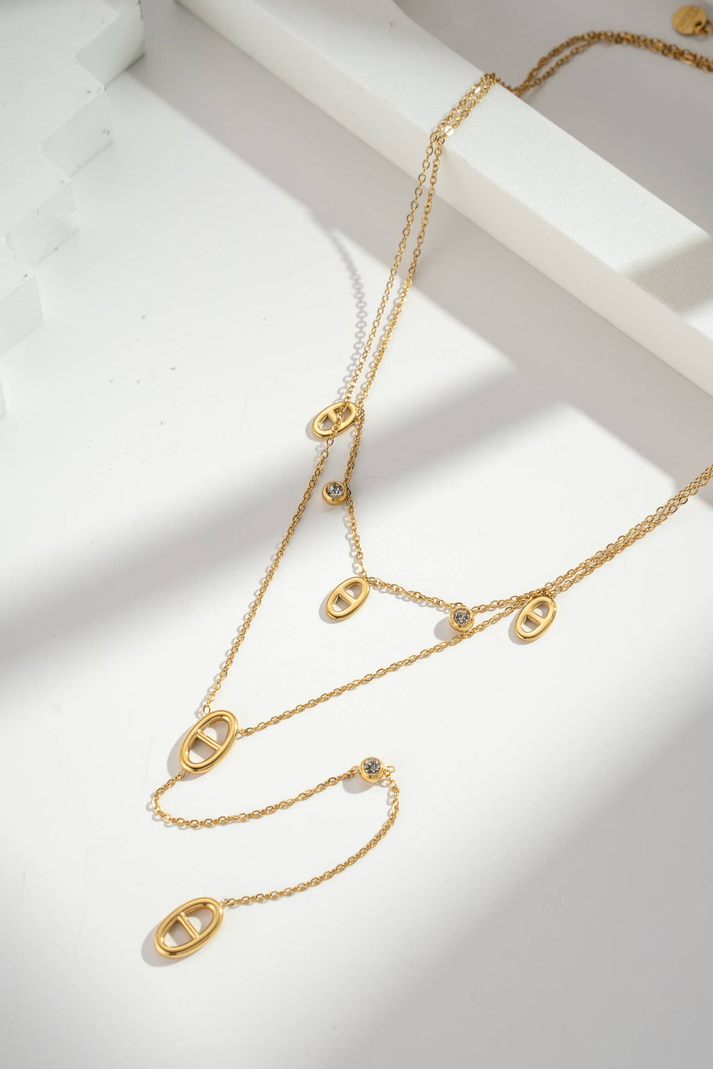 Collier double maille marine