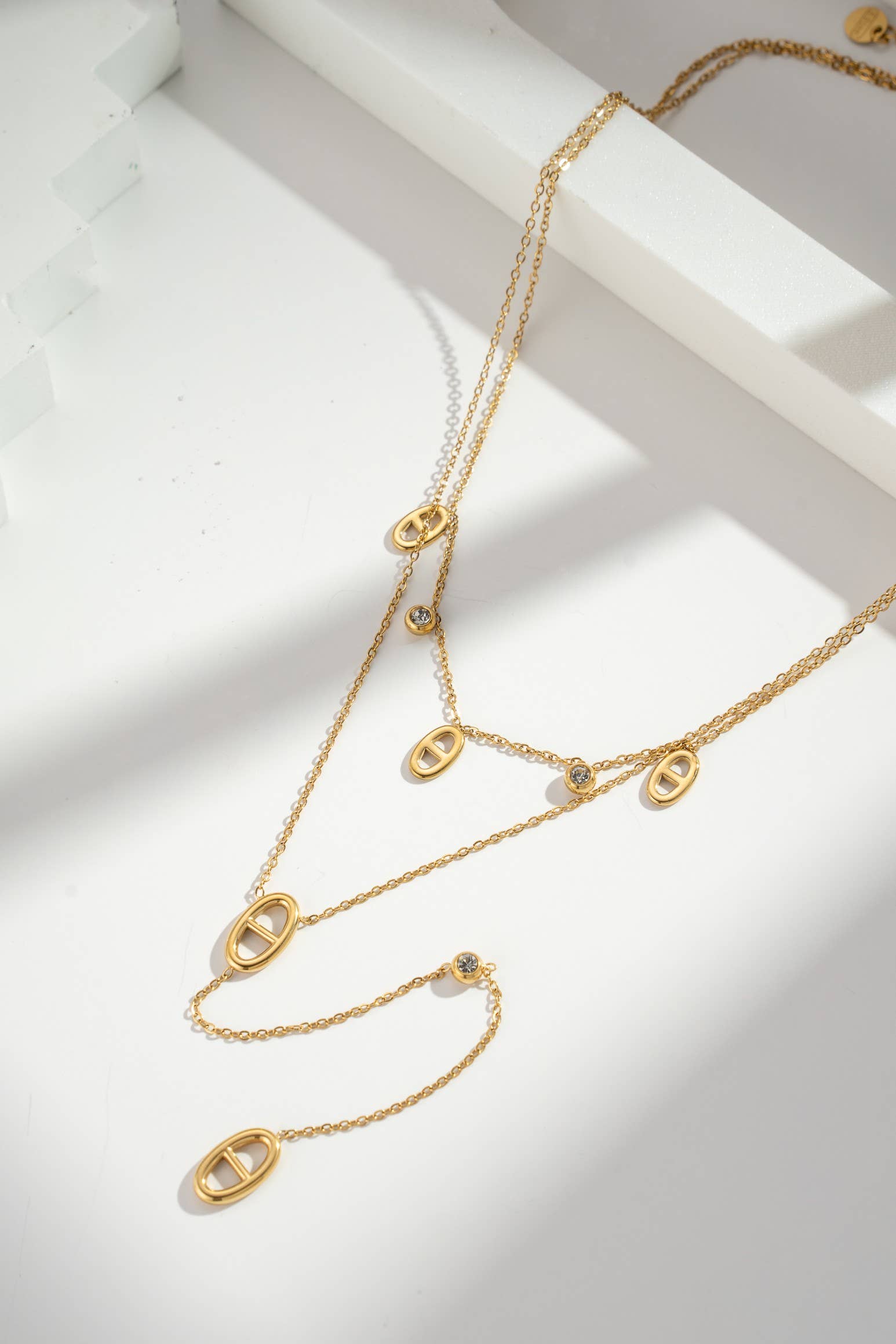 Collier double maille marine