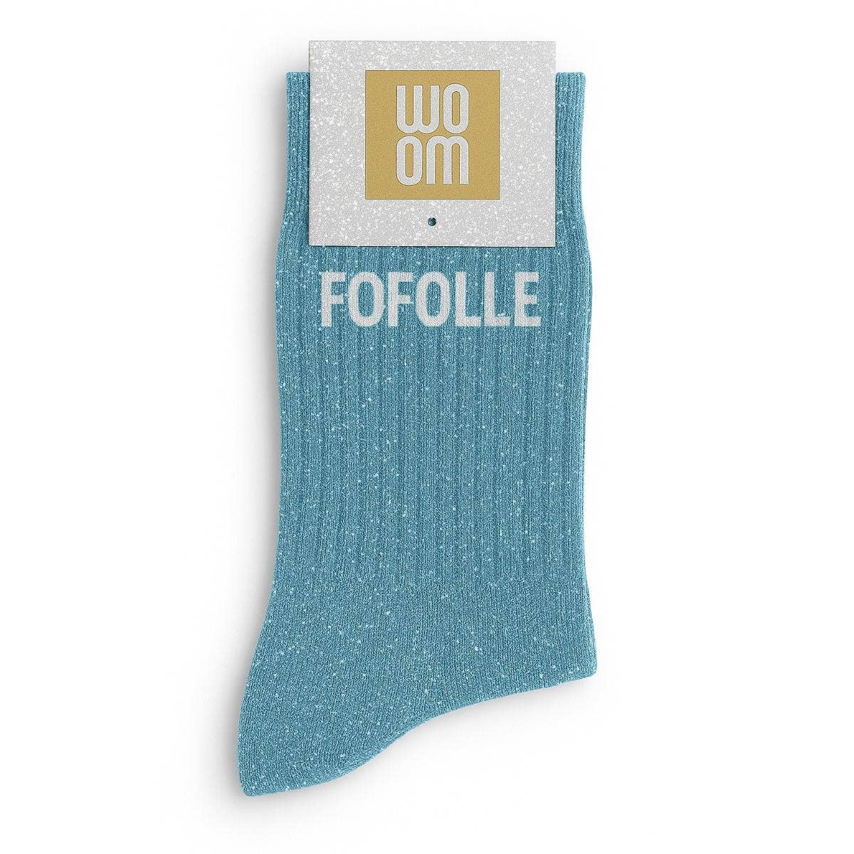 Chaussettes à Paillettes à Message "Fofolle" Turquoise