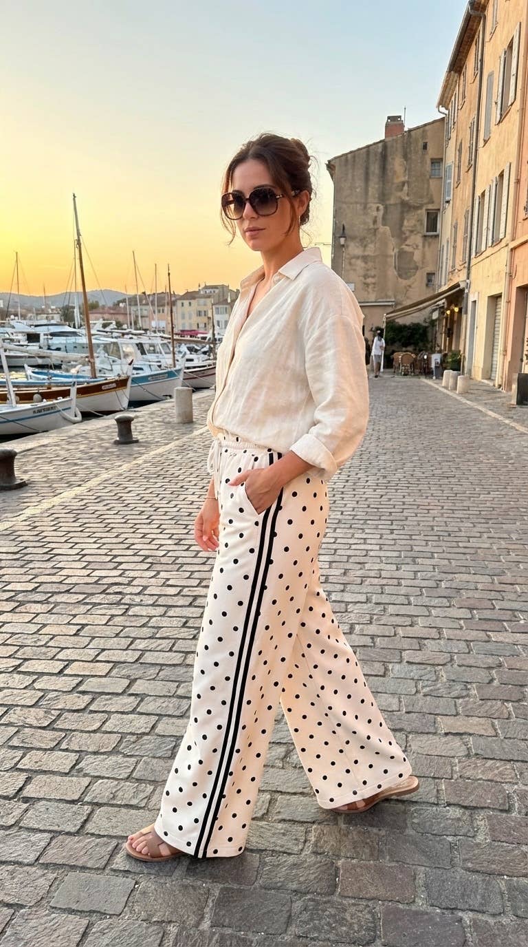 Pantalon imprimé pois: Noir / TU