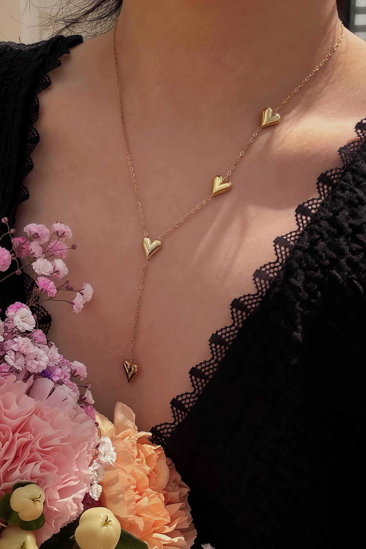 Collier coeur doré « ambre »