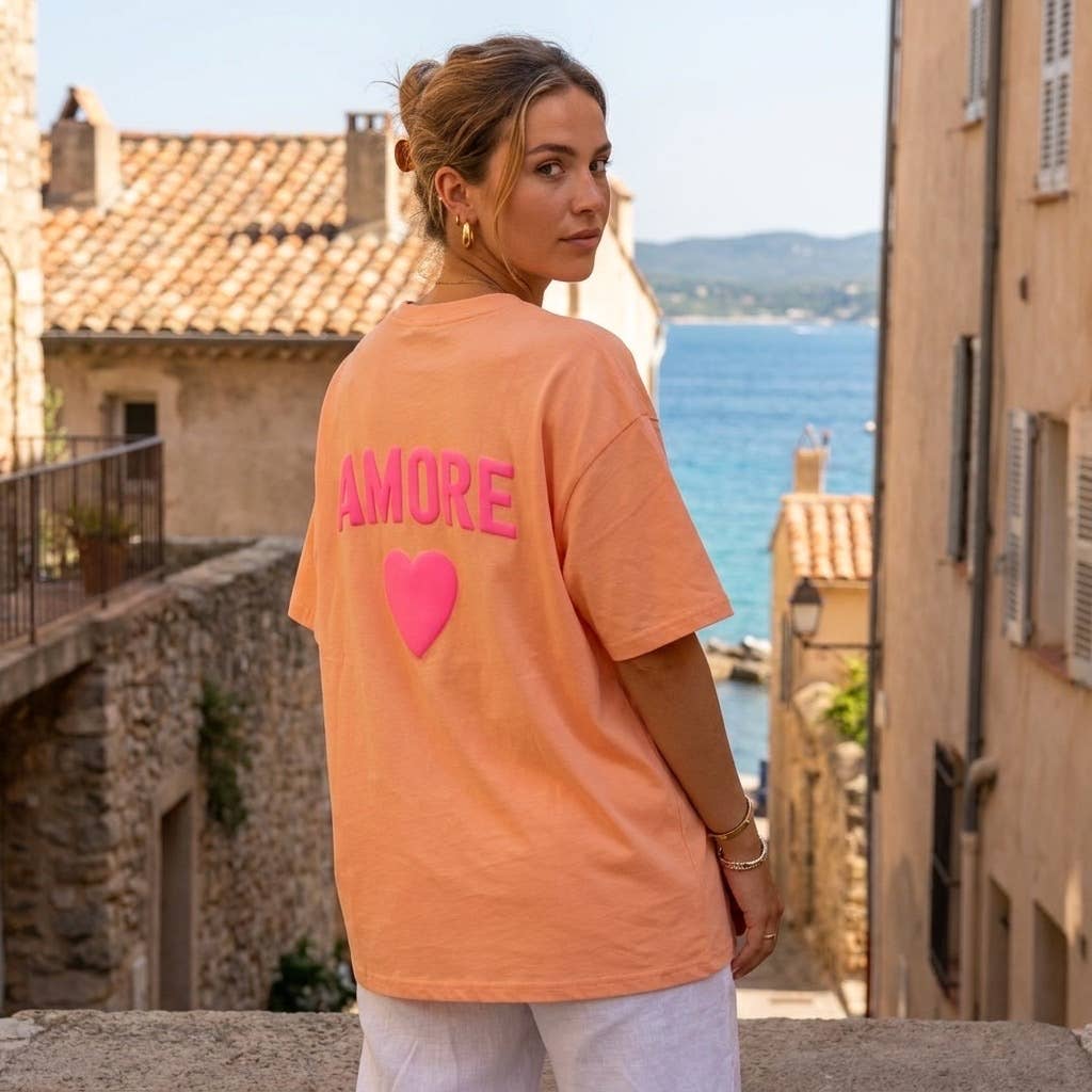 T-shirt "AMORE" graphic print: Blanc / TU