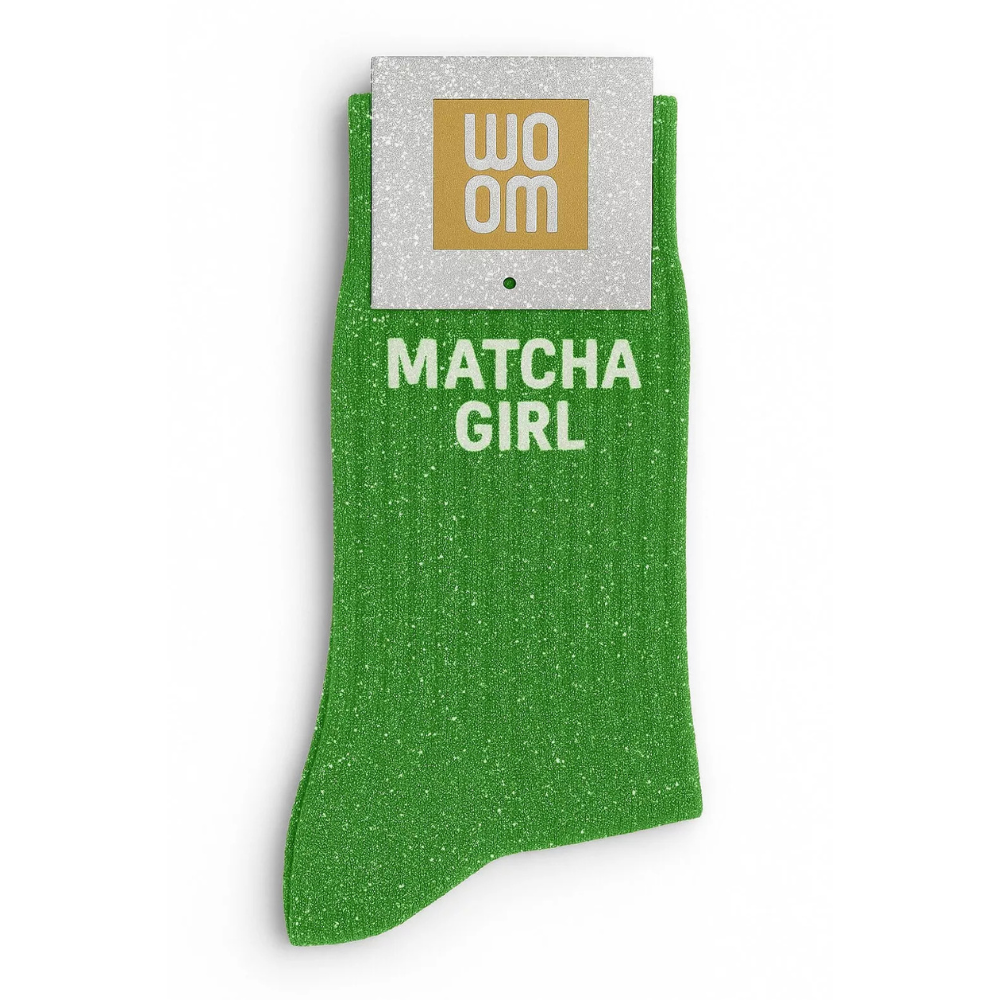 Chaussettes à paillettes "matcha girl" verte