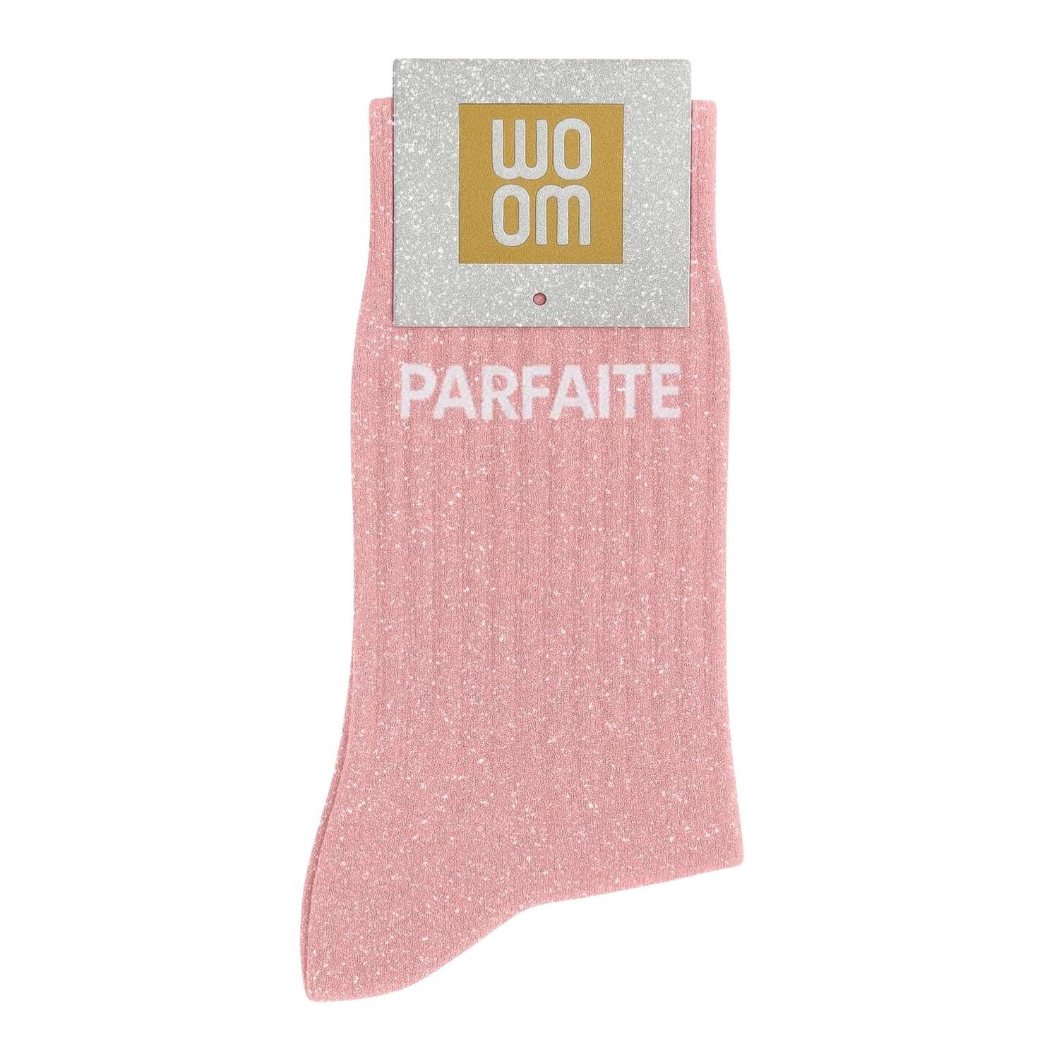 Chaussettes à Paillettes à Message "Parfaite" Rose