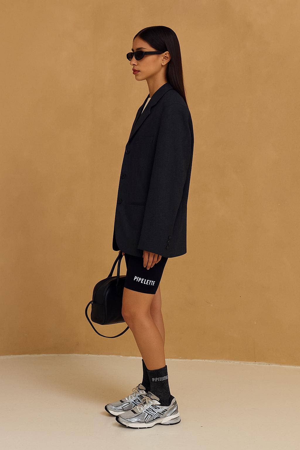 Chaussettes à Paillettes à Message "Pipelette" Noir