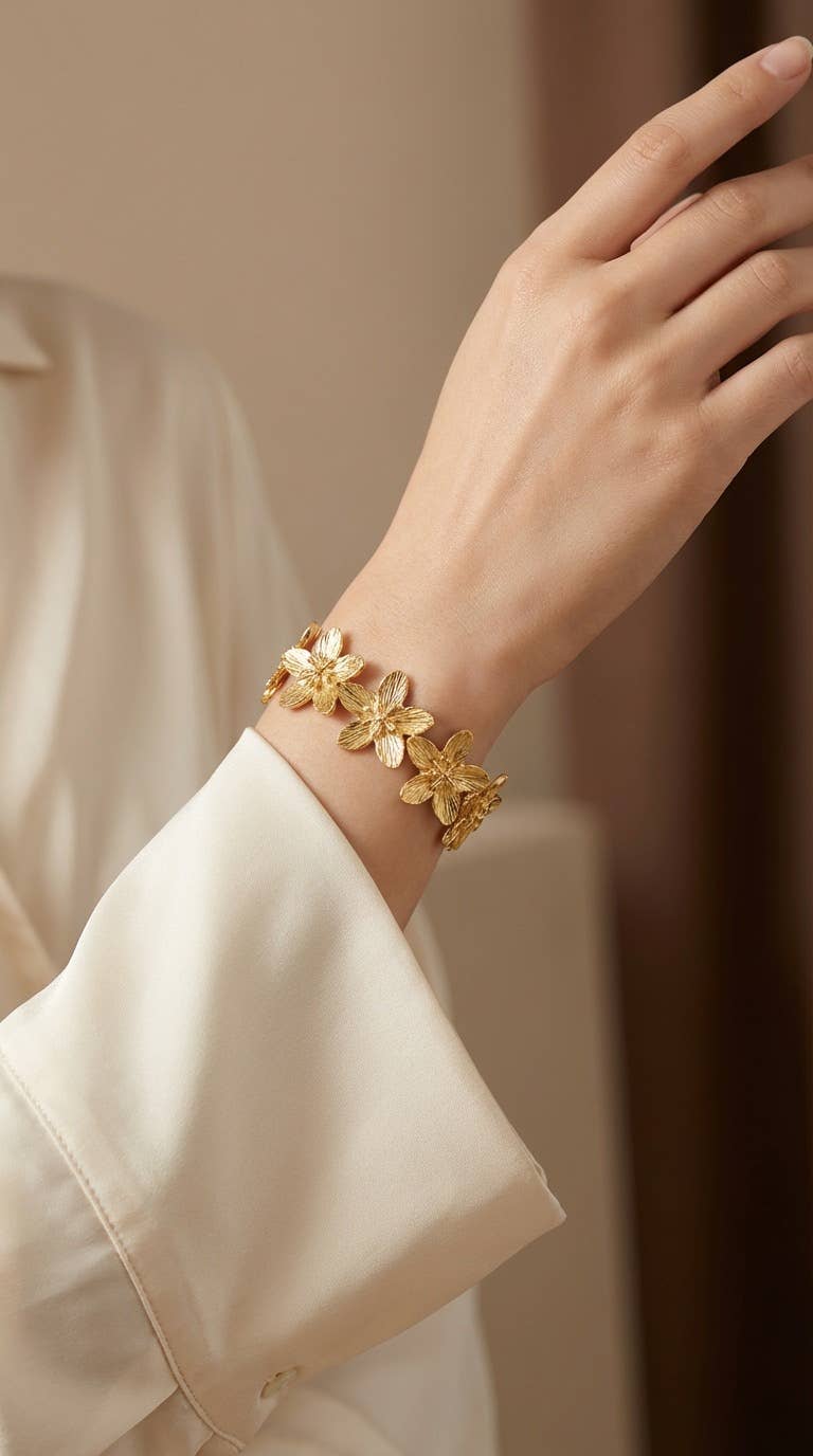 Bracelet jonc fleur