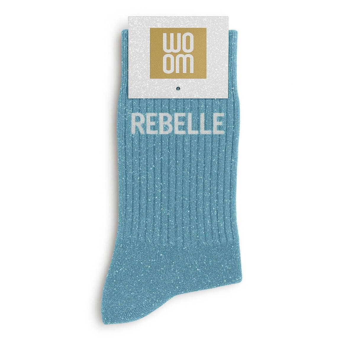 Chaussettes à Paillettes à Message "Rebelle" Turquoise