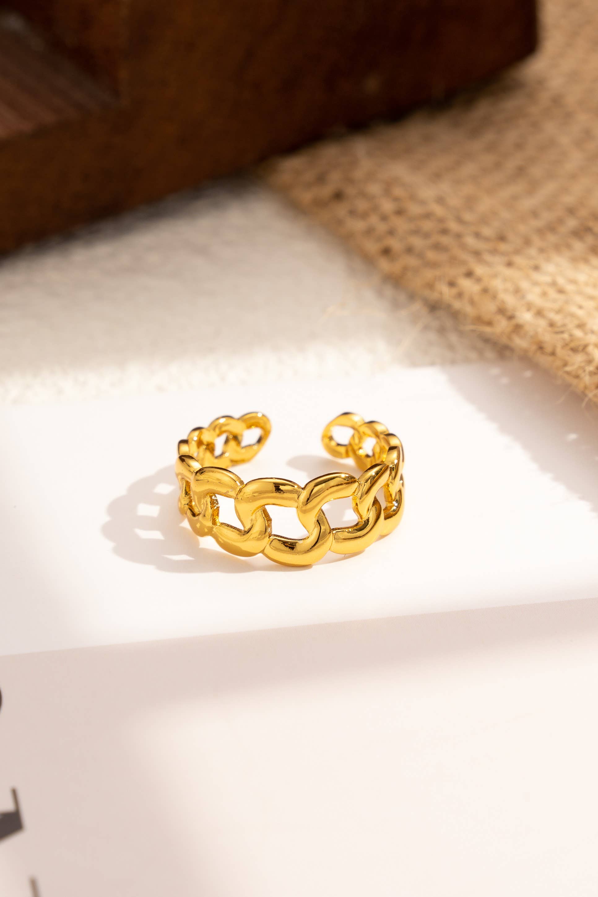 Bague chaîne maillons doré