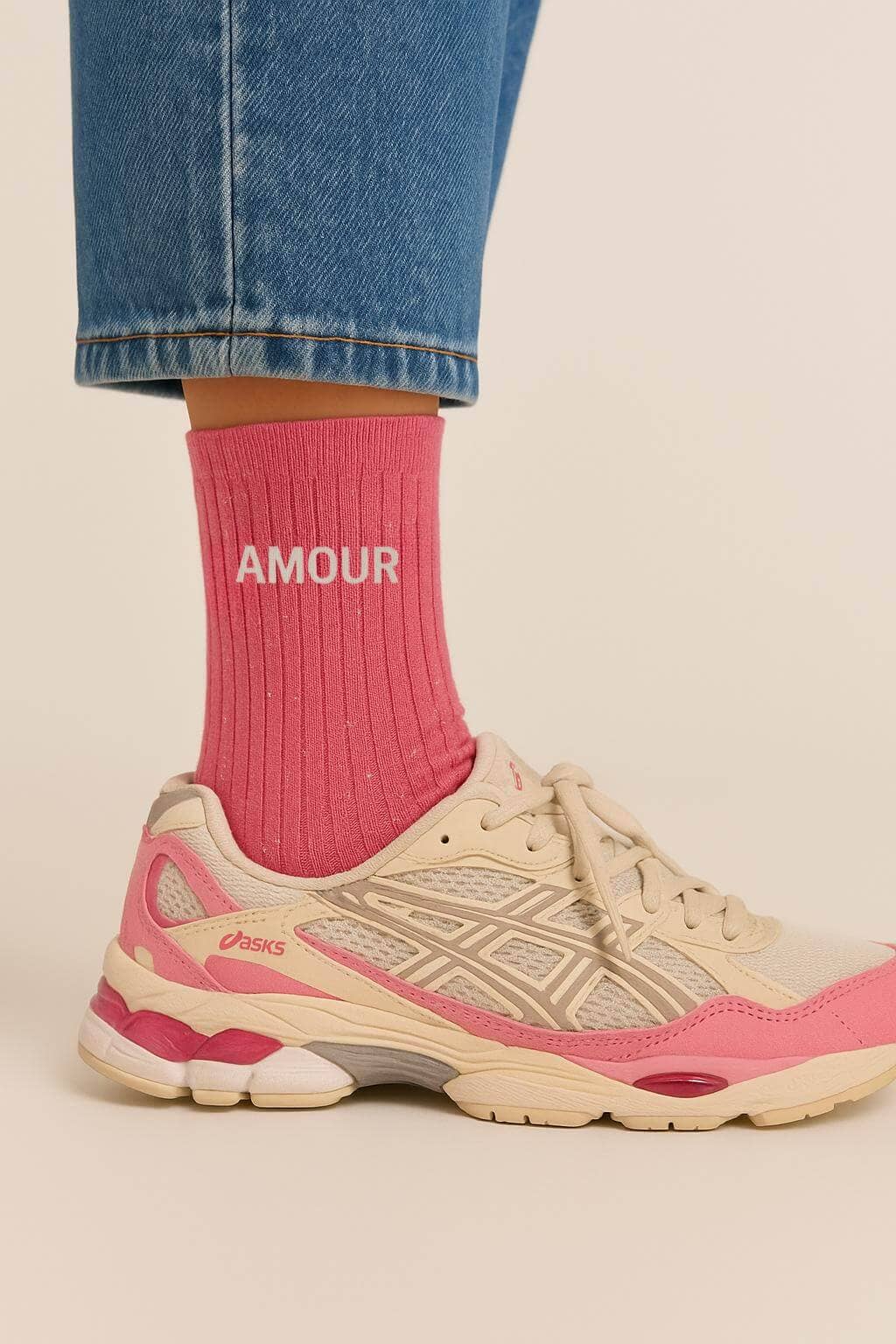 Chaussettes à Paillettes à Message "Amour" Rose Bubble