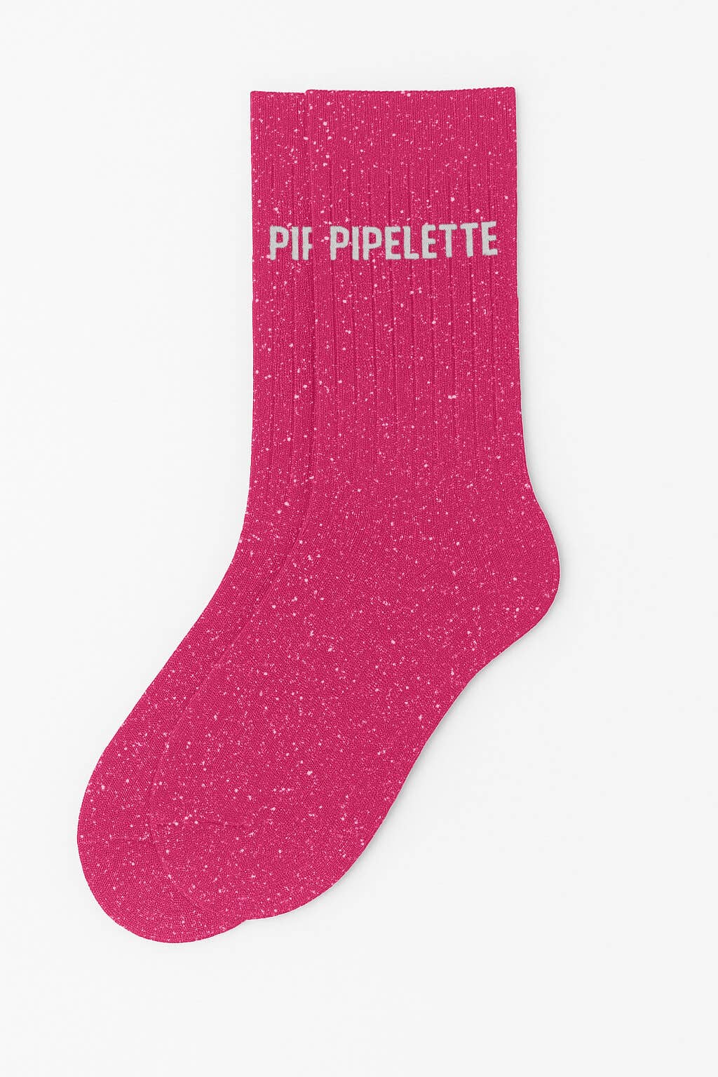 Chaussettes à Paillettes à Message "Pipelette" Fuschia