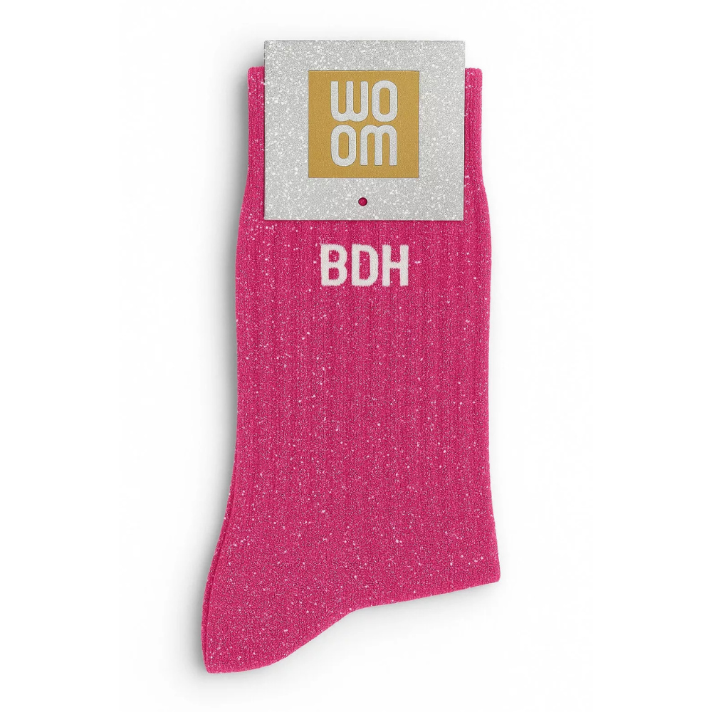 Chaussettes à paillettes "BDH" fuschia