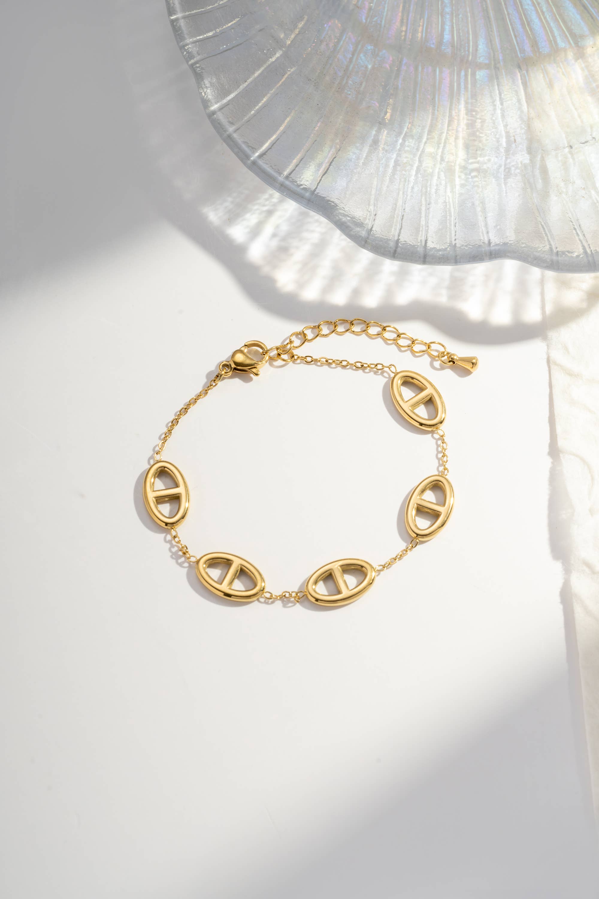 Bracelet mailles marine doré