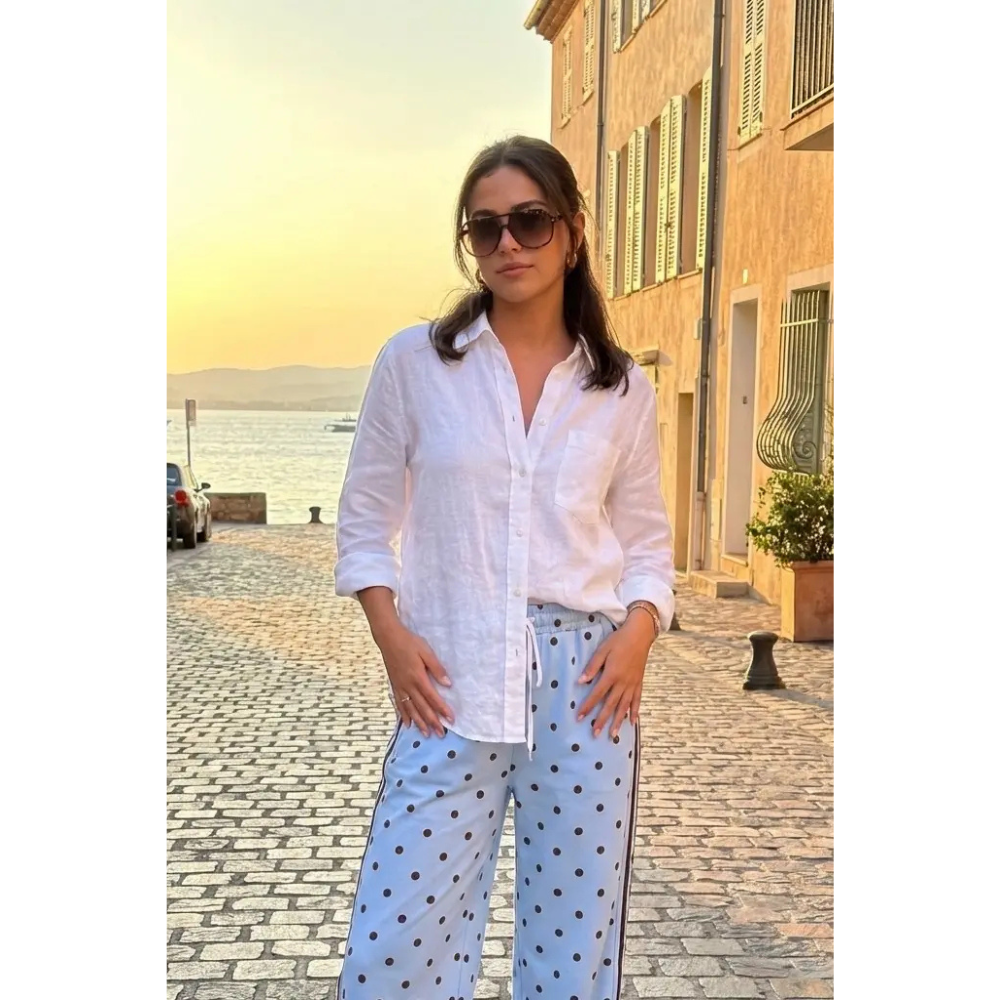 Pantalon à pois bleu clair 🌸