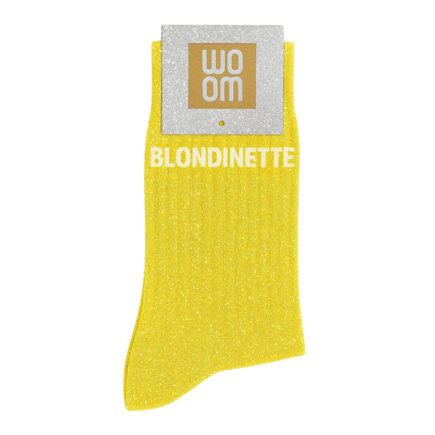 Chaussettes à Paillettes à Message "Blondinette" Jaune