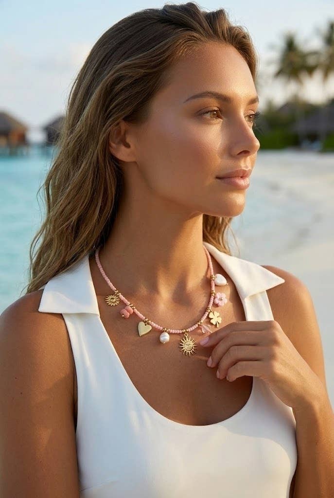 Collier Perles Charms Soleil