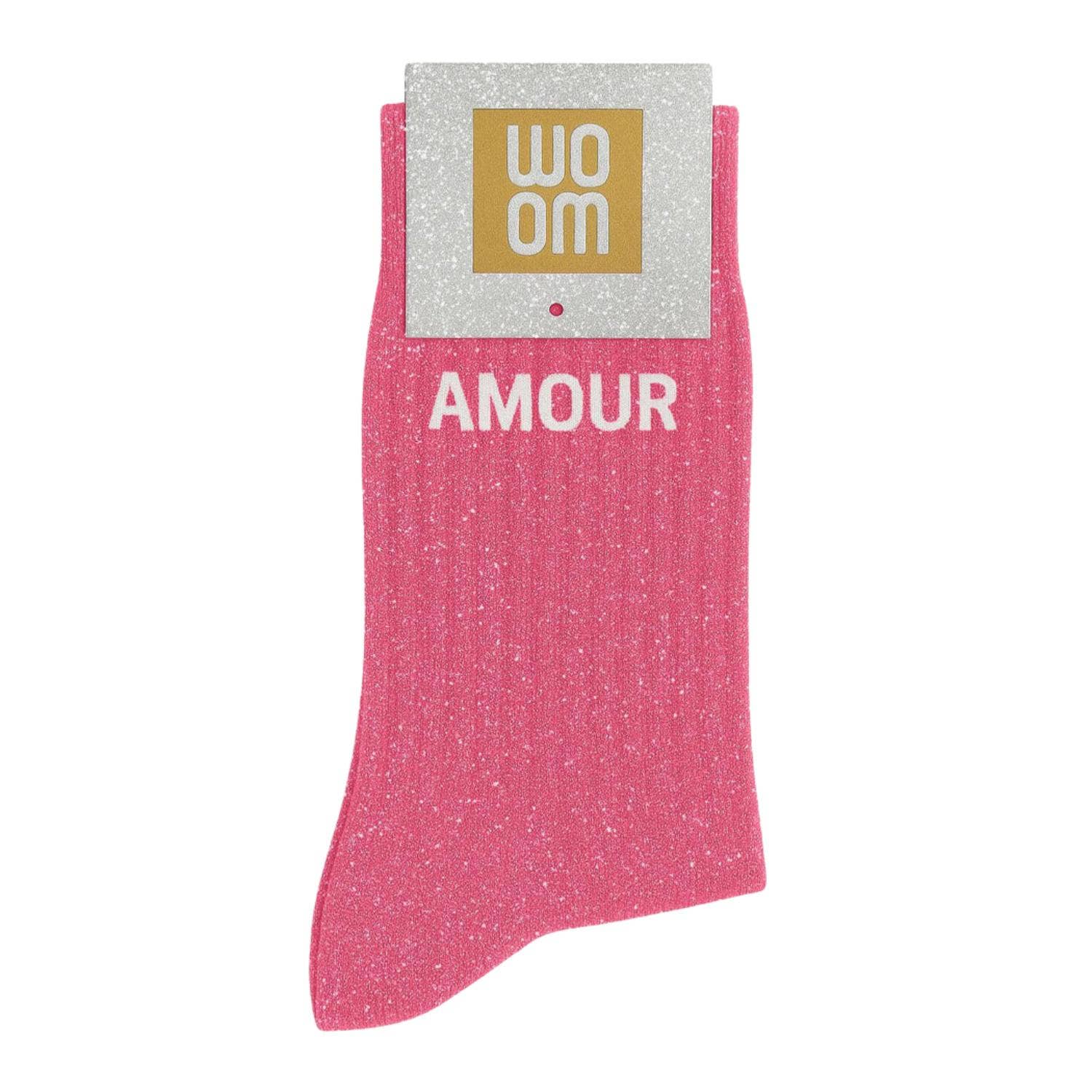 Chaussettes à Paillettes à Message "Amour" Rose Bubble