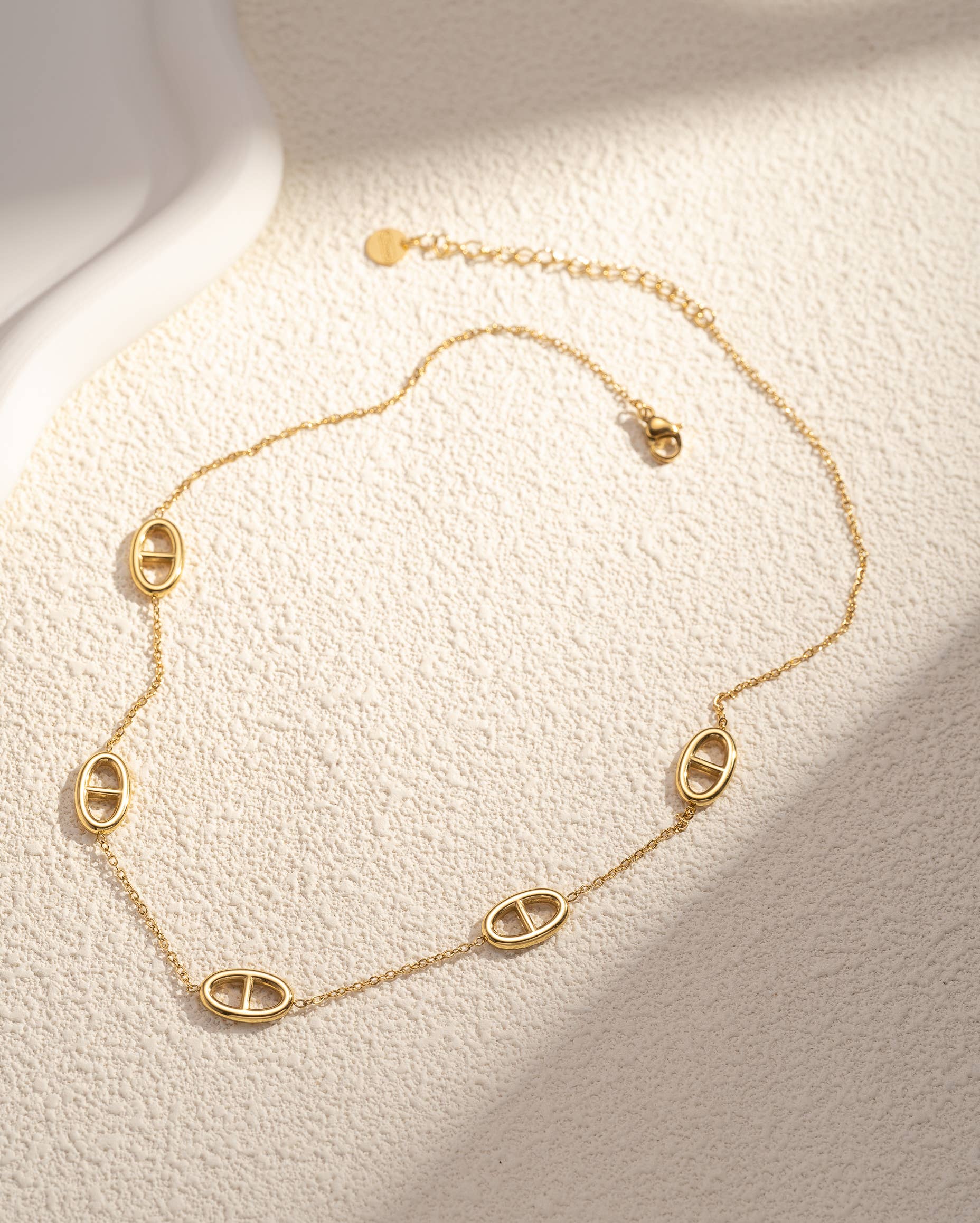 Parure collier boucle d'oreille maille marine doré