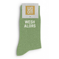 Chaussettes à paillettes "wesh alors" vert amande