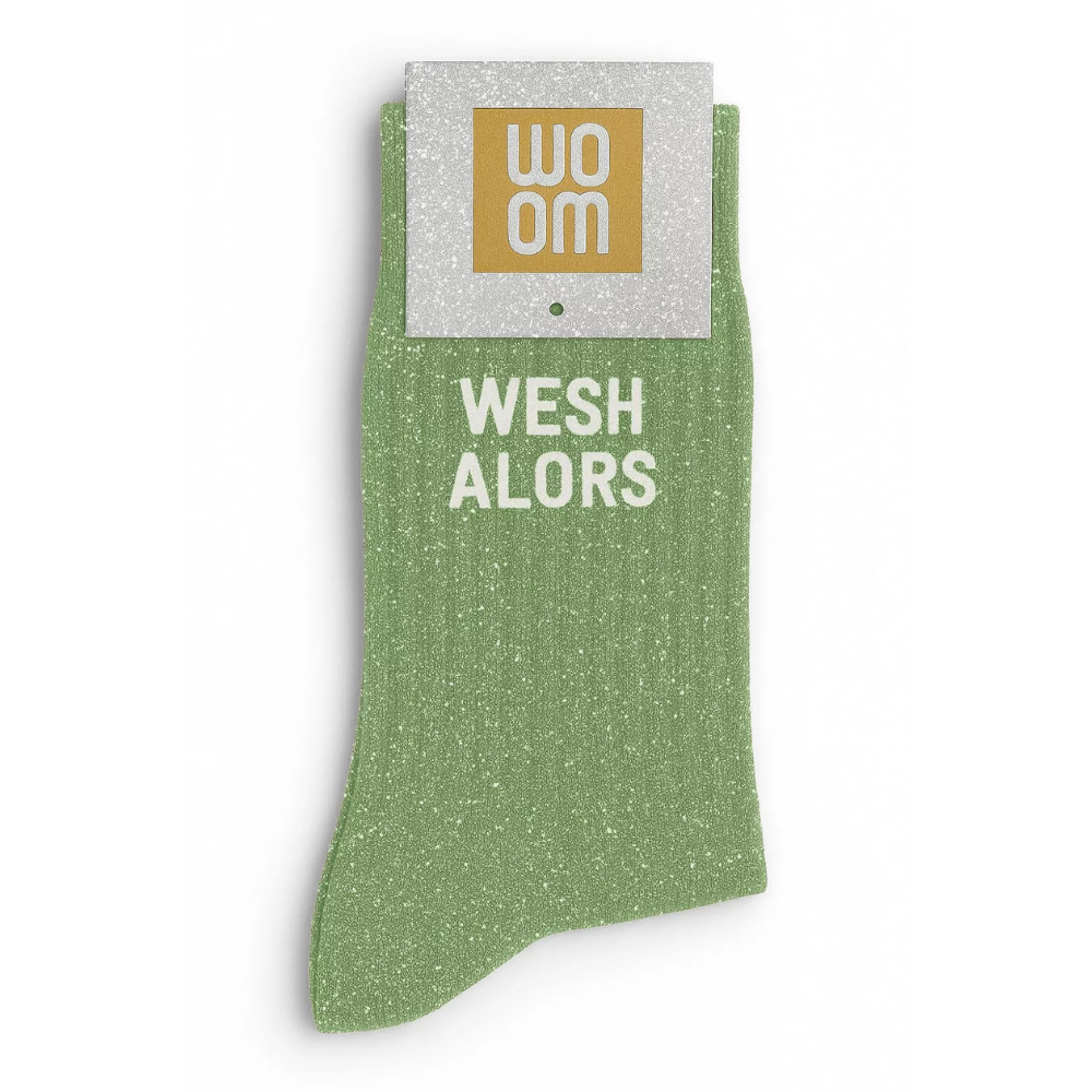 Chaussettes à paillettes "wesh alors" vert amande