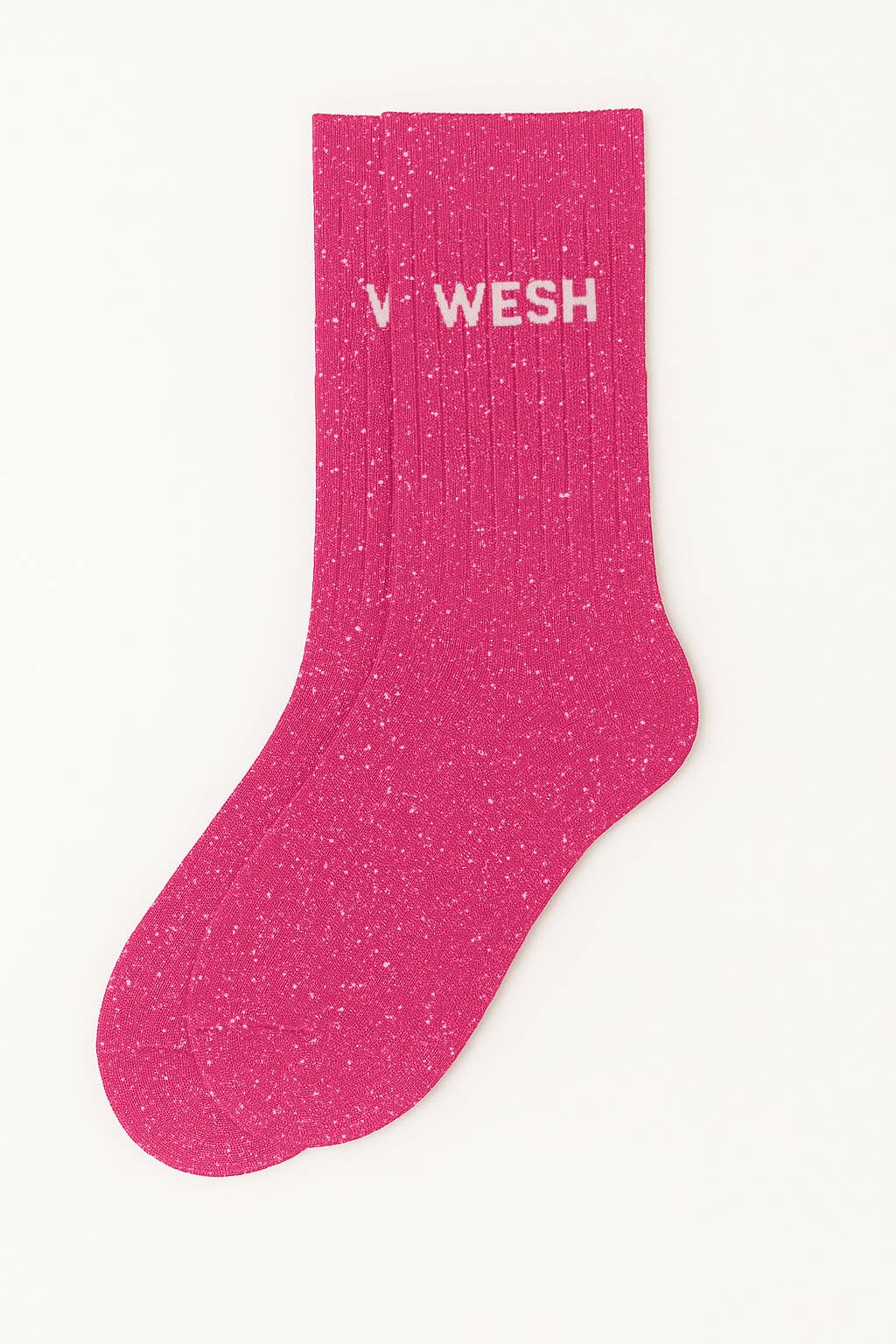 Chaussettes à Paillettes à Message "Wesh" Fuschia
