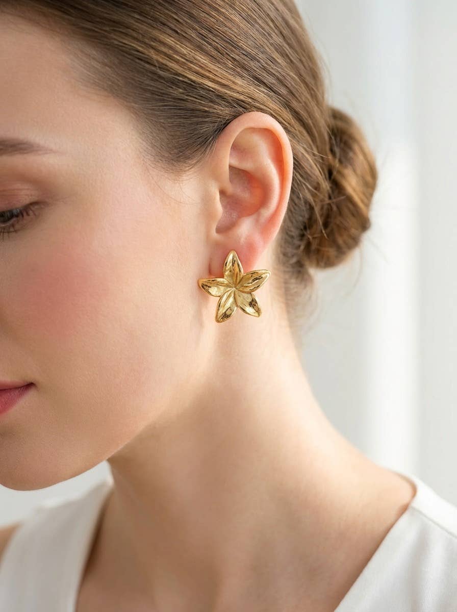Boucles d'oreilles fleurs doré
