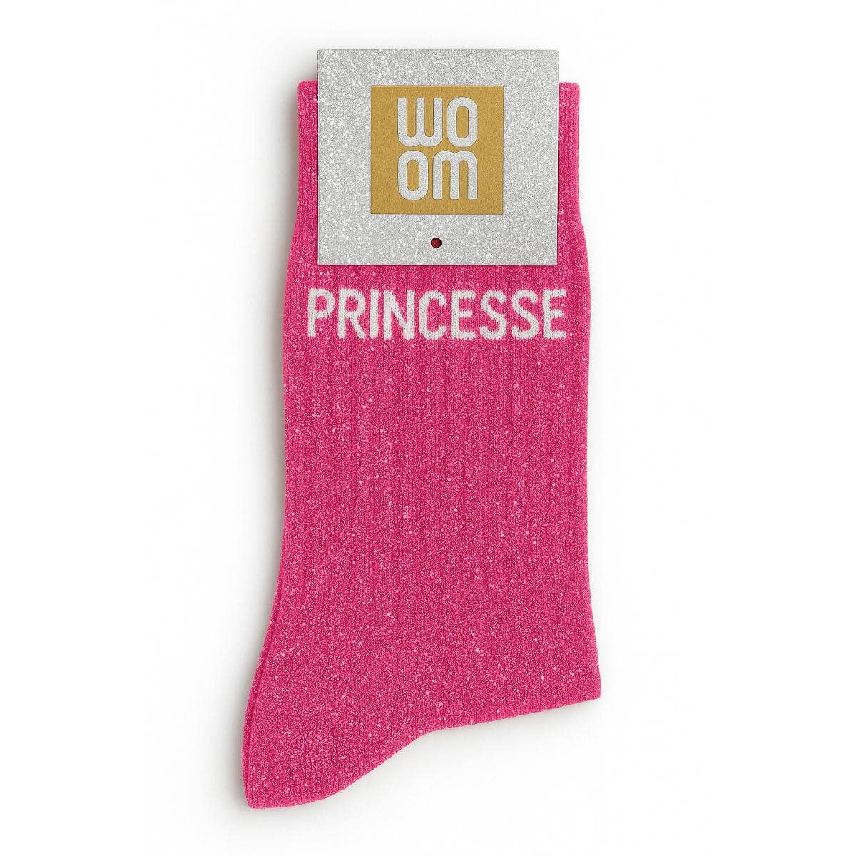Chaussettes à Paillettes à Message "Princesse" Rose Fuschia