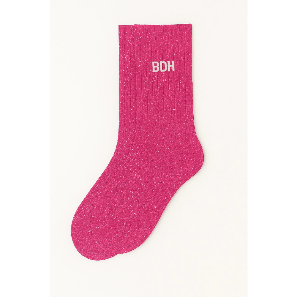 Chaussettes à paillettes "BDH" fuschia