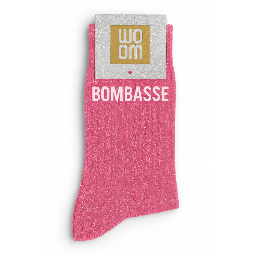 Chaussettes à paillettes "bombasse" rose