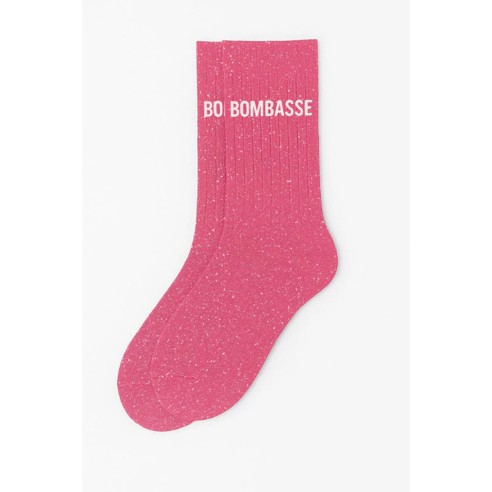Chaussettes à paillettes "bombasse" rose
