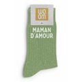 Chaussettes à paillettes "maman d'amour" vert amande