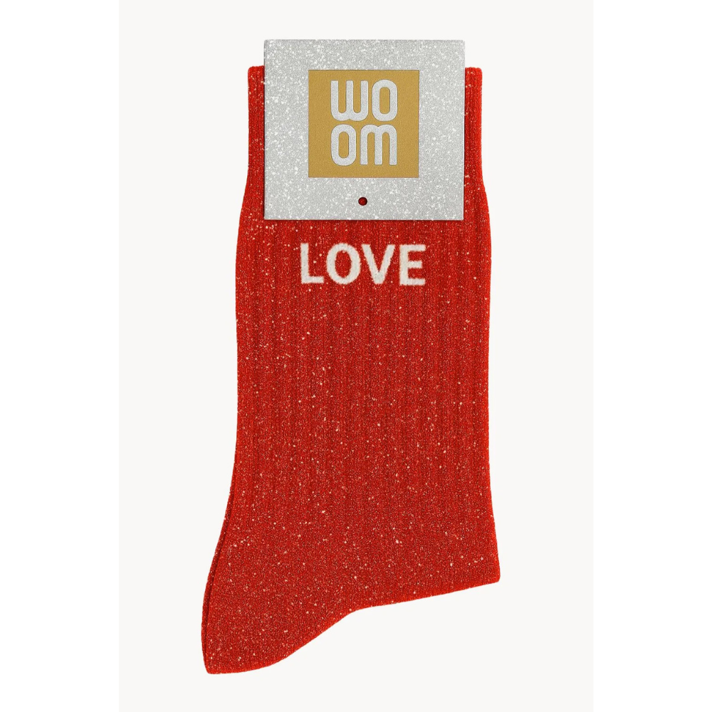 Chaussettes à paillettes "love" rouge