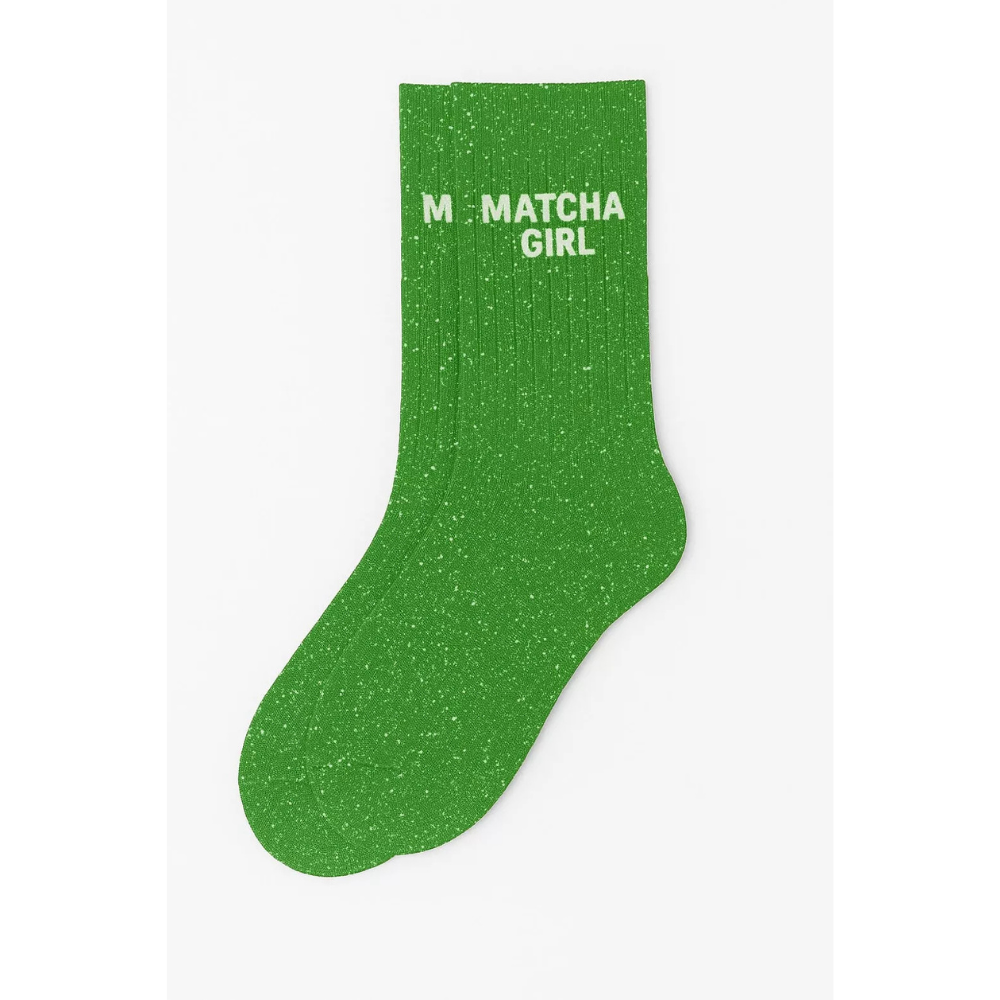 Chaussettes à paillettes "matcha girl" verte