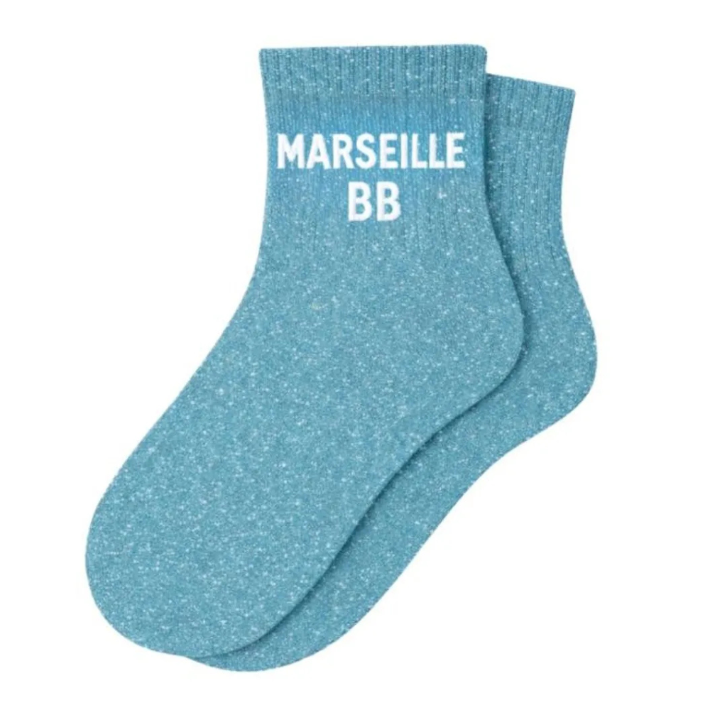 Chaussettes à paillettes « Marseille BB » bleu