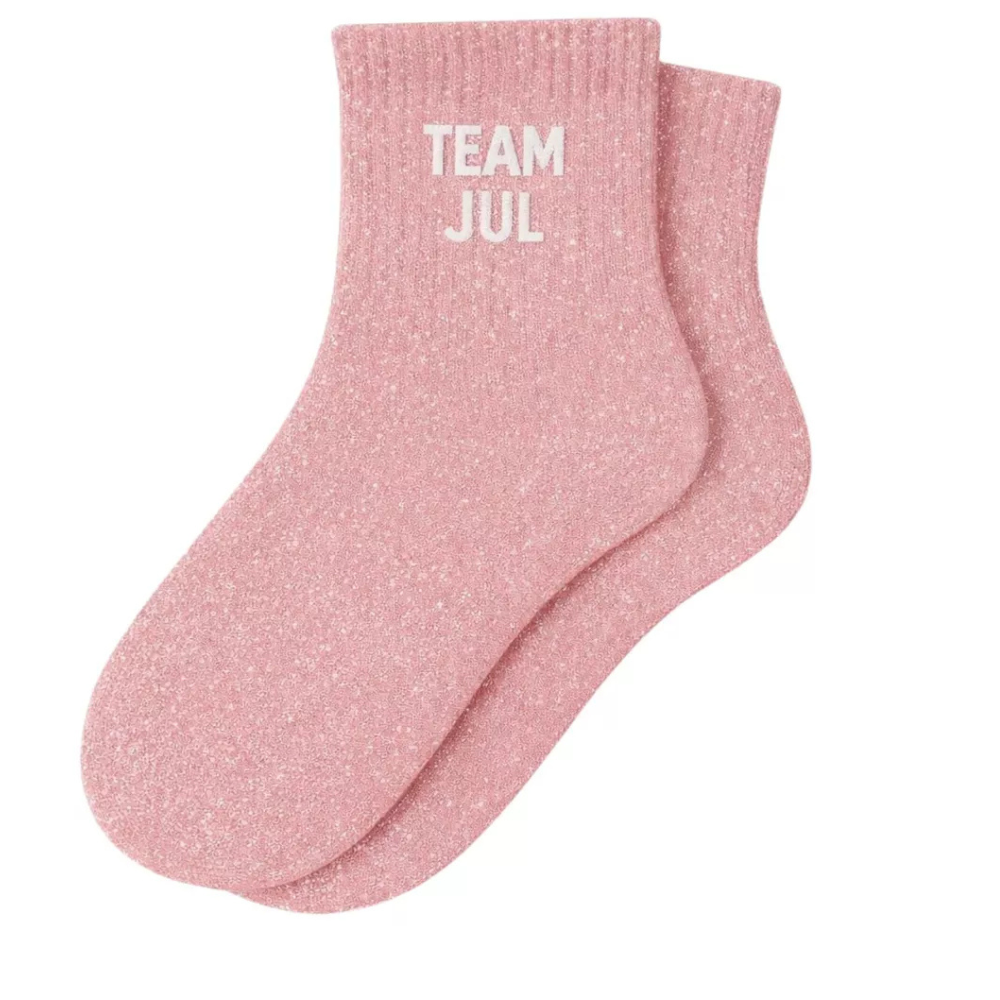 Chaussettes à paillettes « team jul » rose