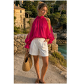 Blouse fuschia à nouer au cou 🌸