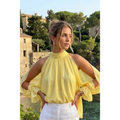 Blouse jaune à nouer au cou 🌸