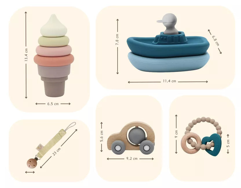 Coffret jeux d’éveil bébé Montessori 3-36 mois Silicone et bois