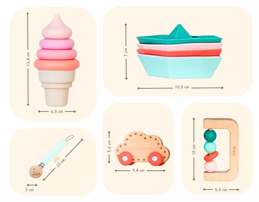 Coffret jeux d’éveil bébé Montessori 3-36 mois Silicone et bois