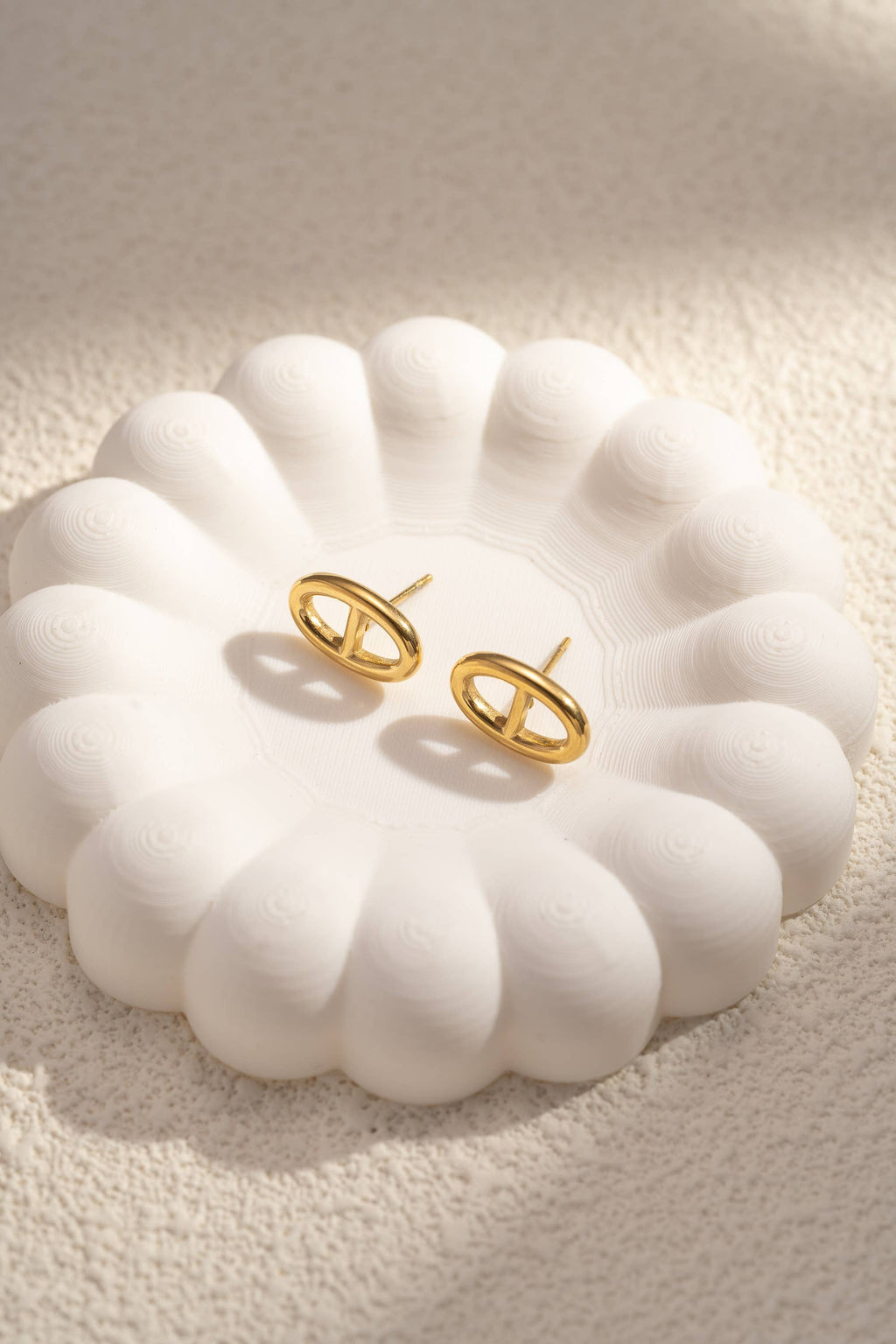 Parure collier boucle d'oreille maille marine doré