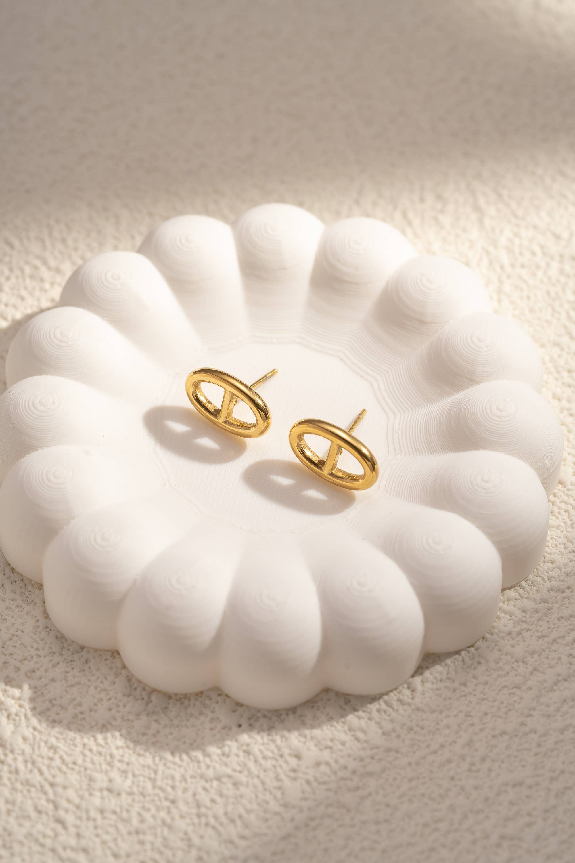 Parure collier boucle d'oreille maille marine doré