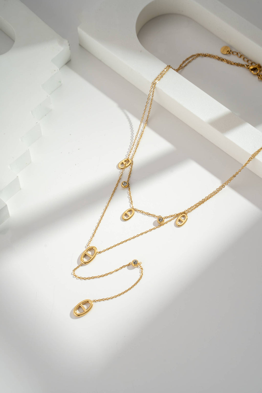 Collier double maille marine
