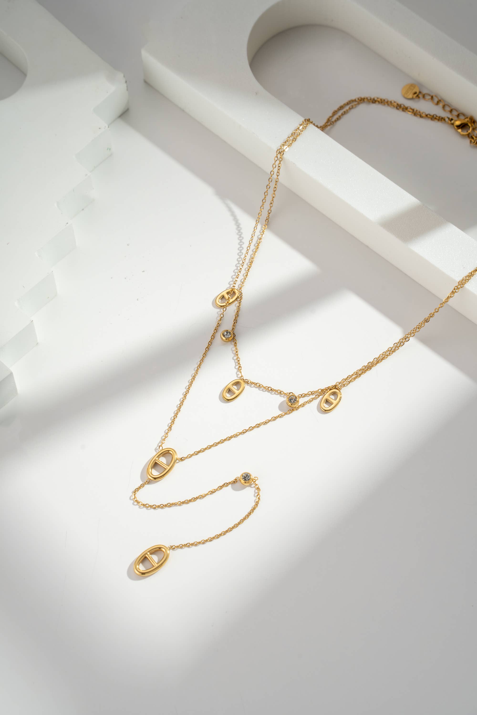 Collier double maille marine