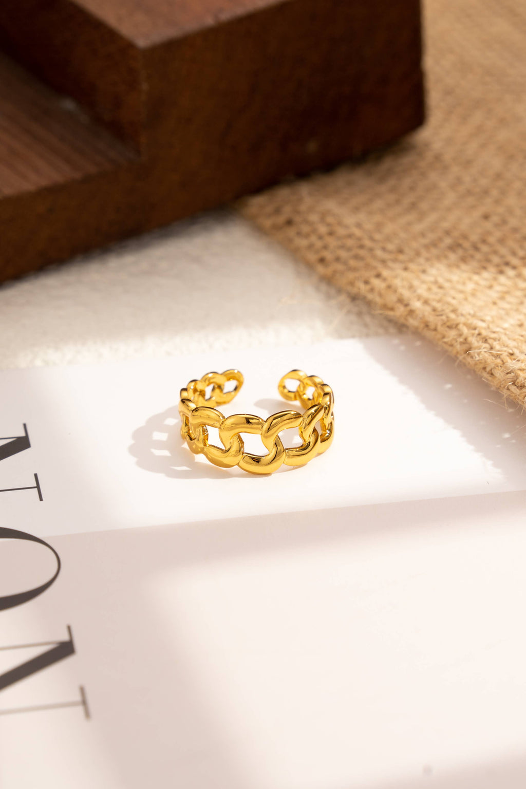 Bague chaîne maillons doré