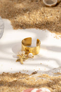 Bague Dorée Charms Étoile de Mer Perle Marine Bohème Chic