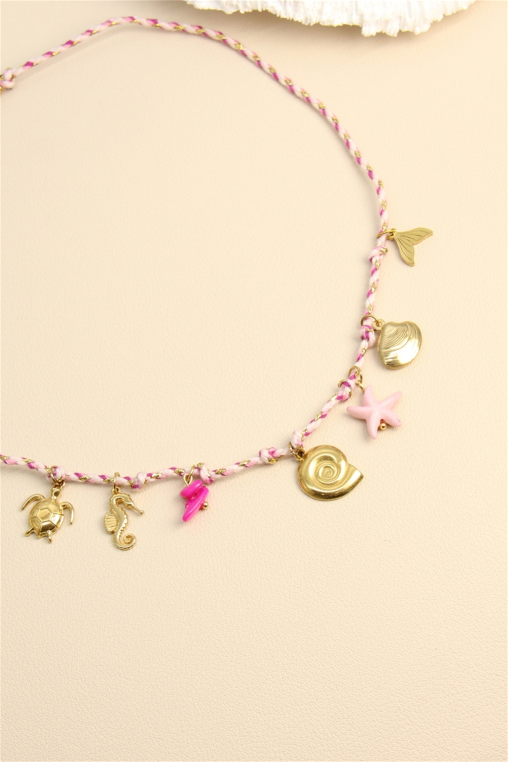 Collier Cordon Rose – Breloques Marines