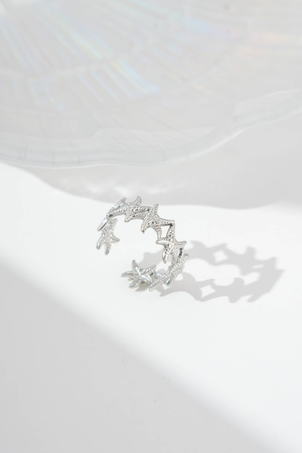 Bague étoile de mer ajustable argenté